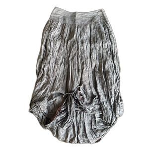 Donassy Silk-Cotton Ruched Midi Skirt Size Euro 38 Brown Pewter Boho Festival